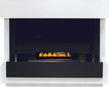 Каминокомплект  Cube - Белый с черным с очагом Cassette 400 LNH-INT PS (без дров)