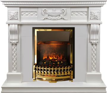 Каминокомплект  Corsica - Матовый белый (Ширина 1100) с очагом Atherton