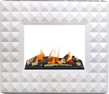Каминокомплект  Diamond - Бьянко белый с очагом Cassette 600 LNH-INT (с дровами)