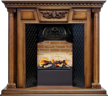 Каминокомплект  Olympia - Дуб антик / Кирпич с очагом Cassette 400 LNH-INT (с дровами)