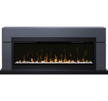 Каминокомплект  Lindos (линейный) - Серый графит с очагом Ignite XLF50