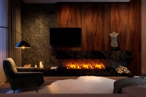 Дизайн гостиной с камином и телевизором Фото 32.