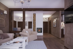 Дизайн квартиры с камином в комнате Фото 23.