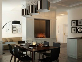 Дизайн кухни-гостиной с камином Фото 29.