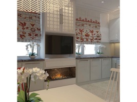 Дизайн кухни-гостиной с камином Фото 43.