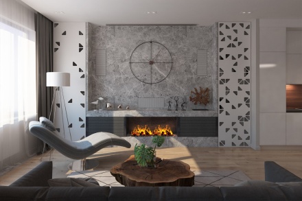 Дизайн квартиры с камином в комнате