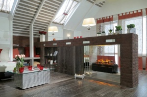 Дизайн кухни-гостиной с камином Фото 4.