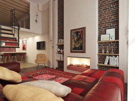 Дизайн квартиры с камином в комнате Фото 71.