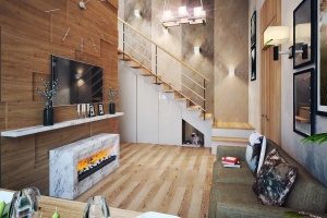 Дизайн квартиры с камином в комнате Фото 5.