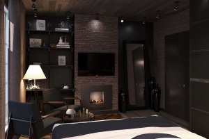 Дизайн квартиры с камином в комнате Фото 22.