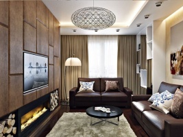 Дизайн квартиры с камином в комнате Фото 100.