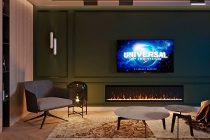 Дизайн гостиной с камином и телевизором Фото 25.