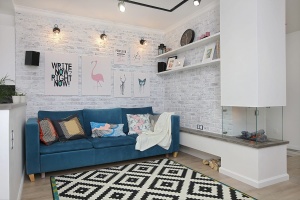 Дизайн квартиры с камином в комнате Фото 35.